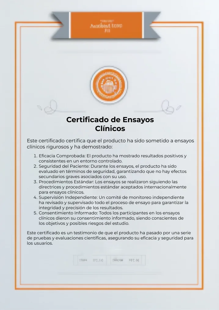 certificado para ensayos clínicos con validación científica