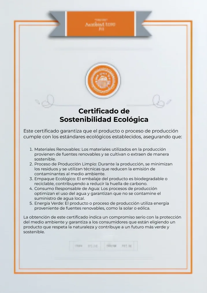 certificado de sostenibilidad ambiental en papel reciclado